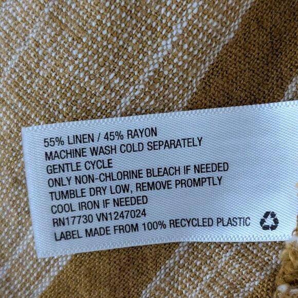 UNIVERSAL THREAD Gold/White Stripe Short Sleeve Linen Blend Dress; Size S - Picture 4 of 4